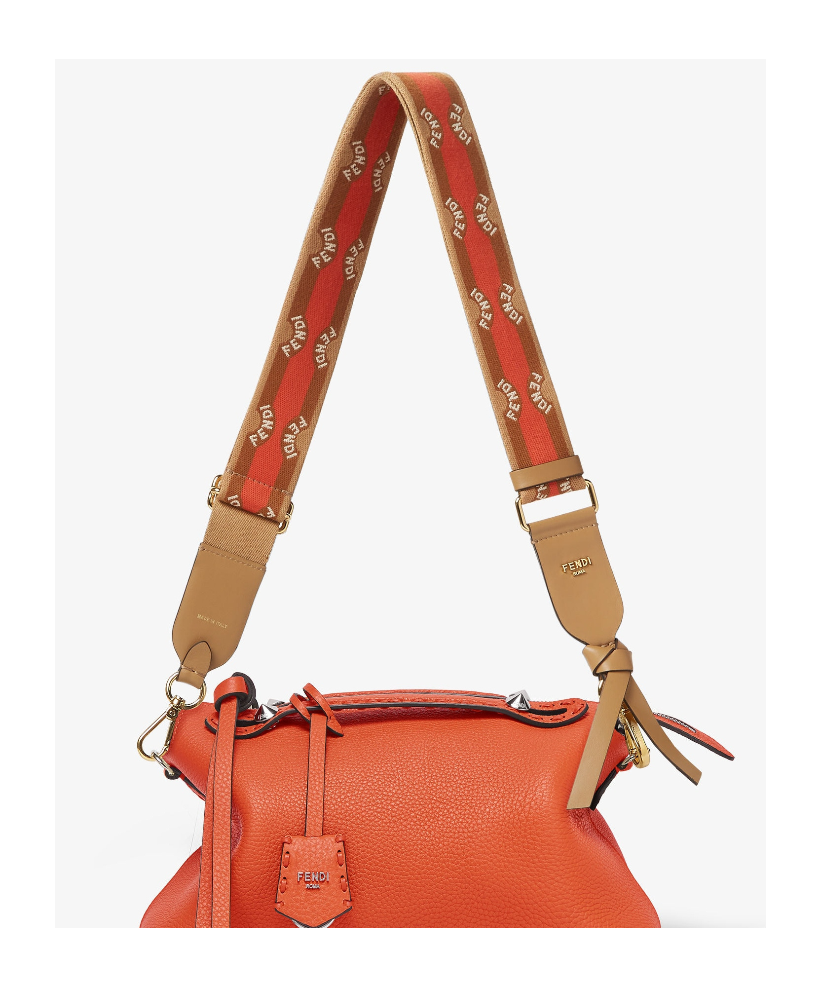 Fendi Jacquard Webbing Shoulder Strap In Light Brown
