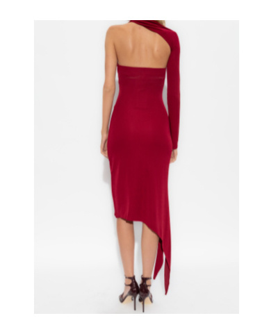 Courrèges One Shoulder Crepe Jersey Long Dress In Red