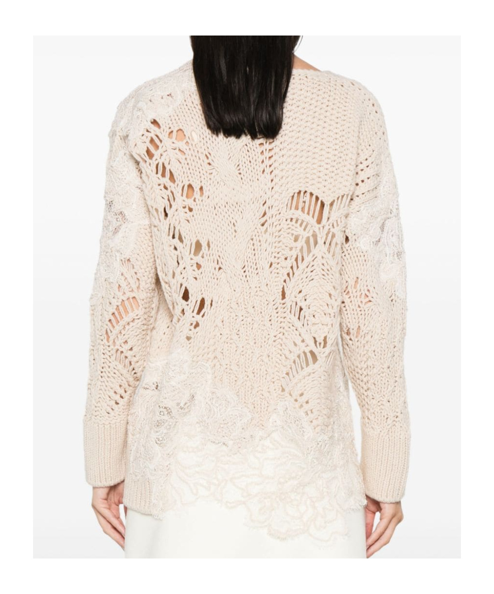 Ermanno Scervino Lace-detail Sweater In Nude