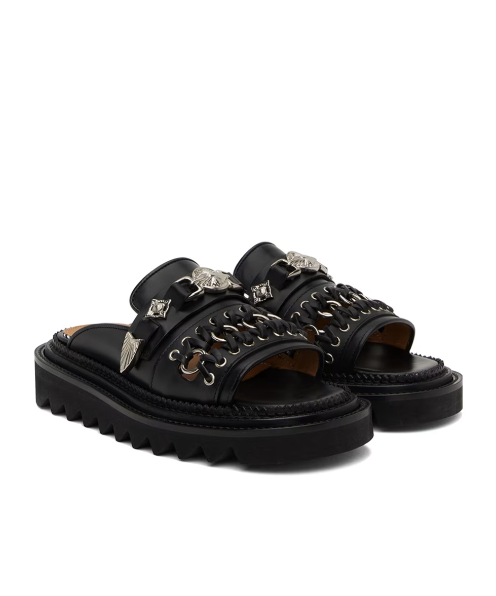 Toga Black Chain Sandals In Black