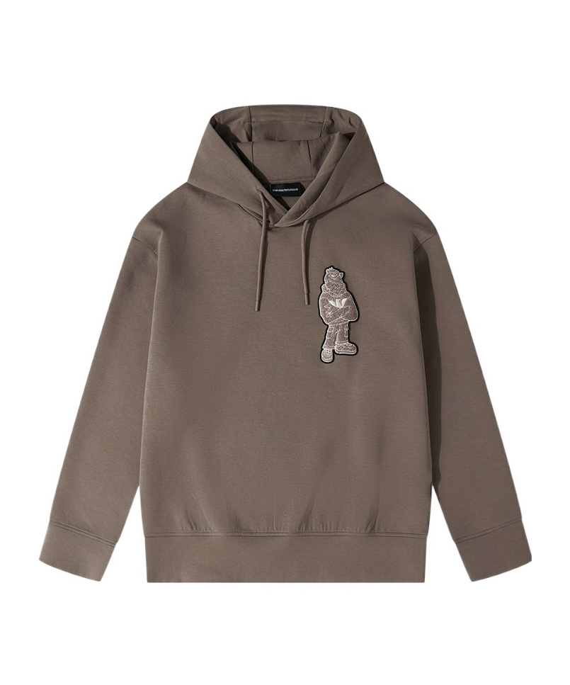 Emporio Armani Patch-detail Drawstring Hoodie In Green