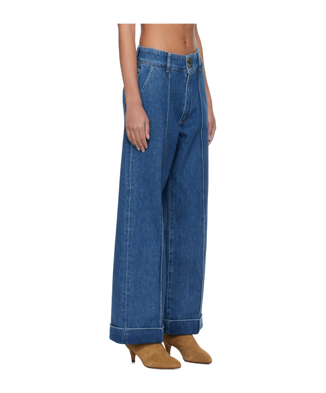 Frame Denim 70s Cuffed Lago Di Como Straight Jean In Blue