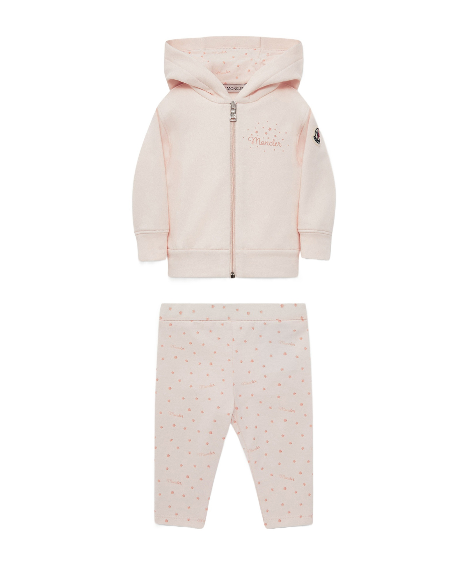 Moncler Long-sleeved Hooded Track Suit In Neutral