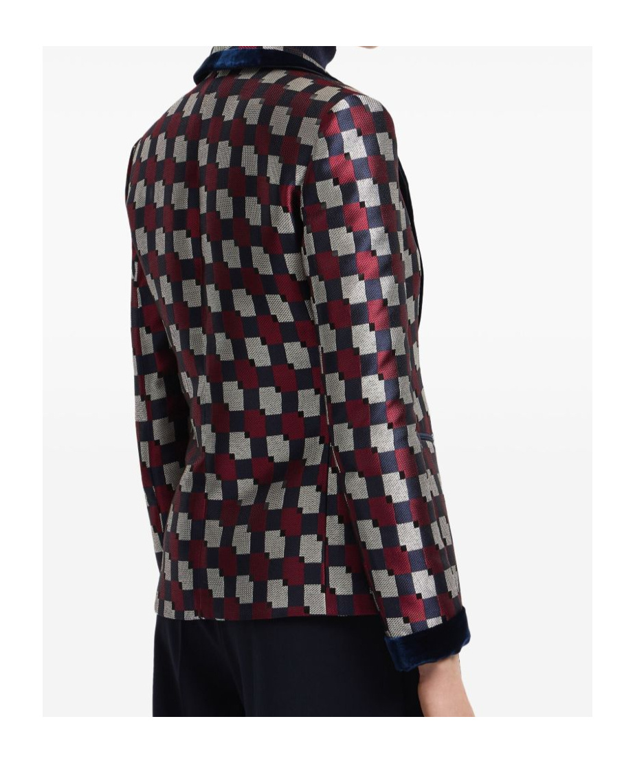 Emporio Armani Pattern-printed Single-breasted Blazer In Brown