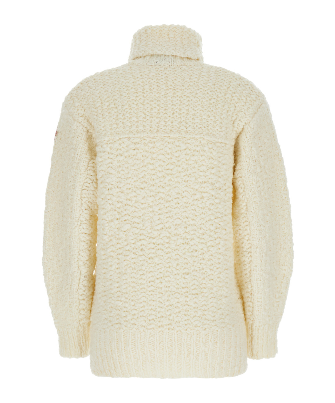 Moncler Grenoble White Turtleneck Sweater With Logo Patch In Virgin Wool Blend Woman In White
