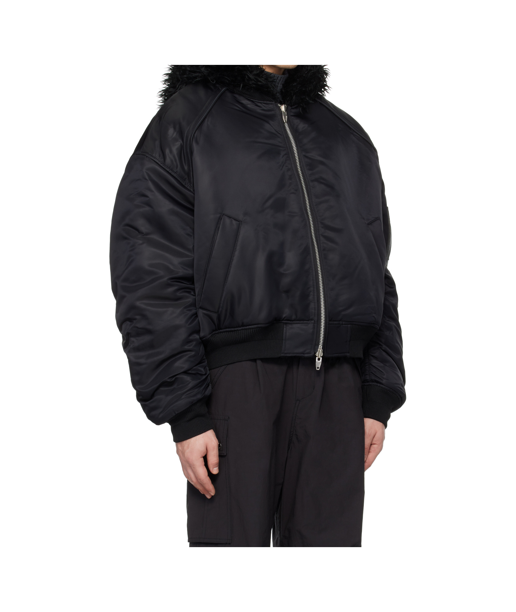 Juunj Double-sided Pilot Cotton Coat In Black