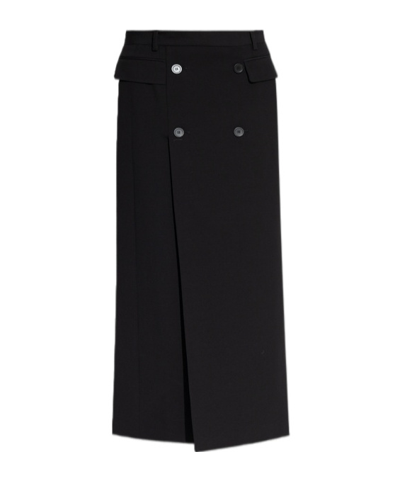 Balenciaga Button-embellished Skirt In Black