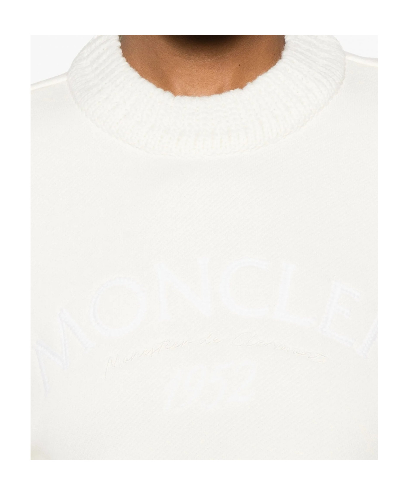 Moncler Logo Patch Crewneck Sweatshirt In White