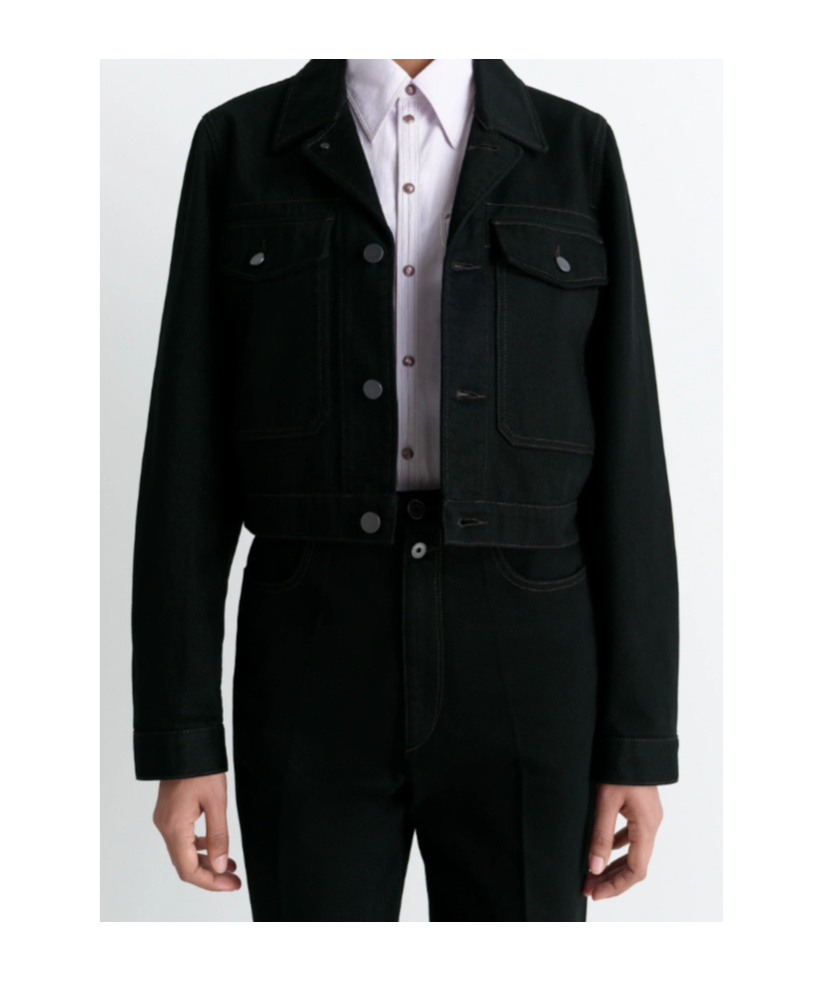 Lemaire Long Sleeve Denim Jacket In Black