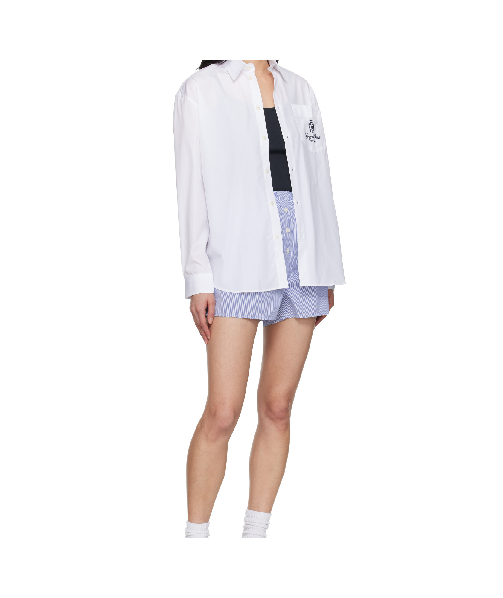 Sporty And Rich Striped Shorts In Bluestriped