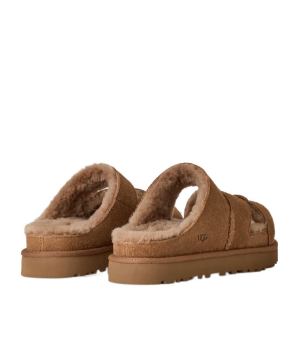 Ugg Chestnut Suede Greenport Cross Strap Sandals In Brown
