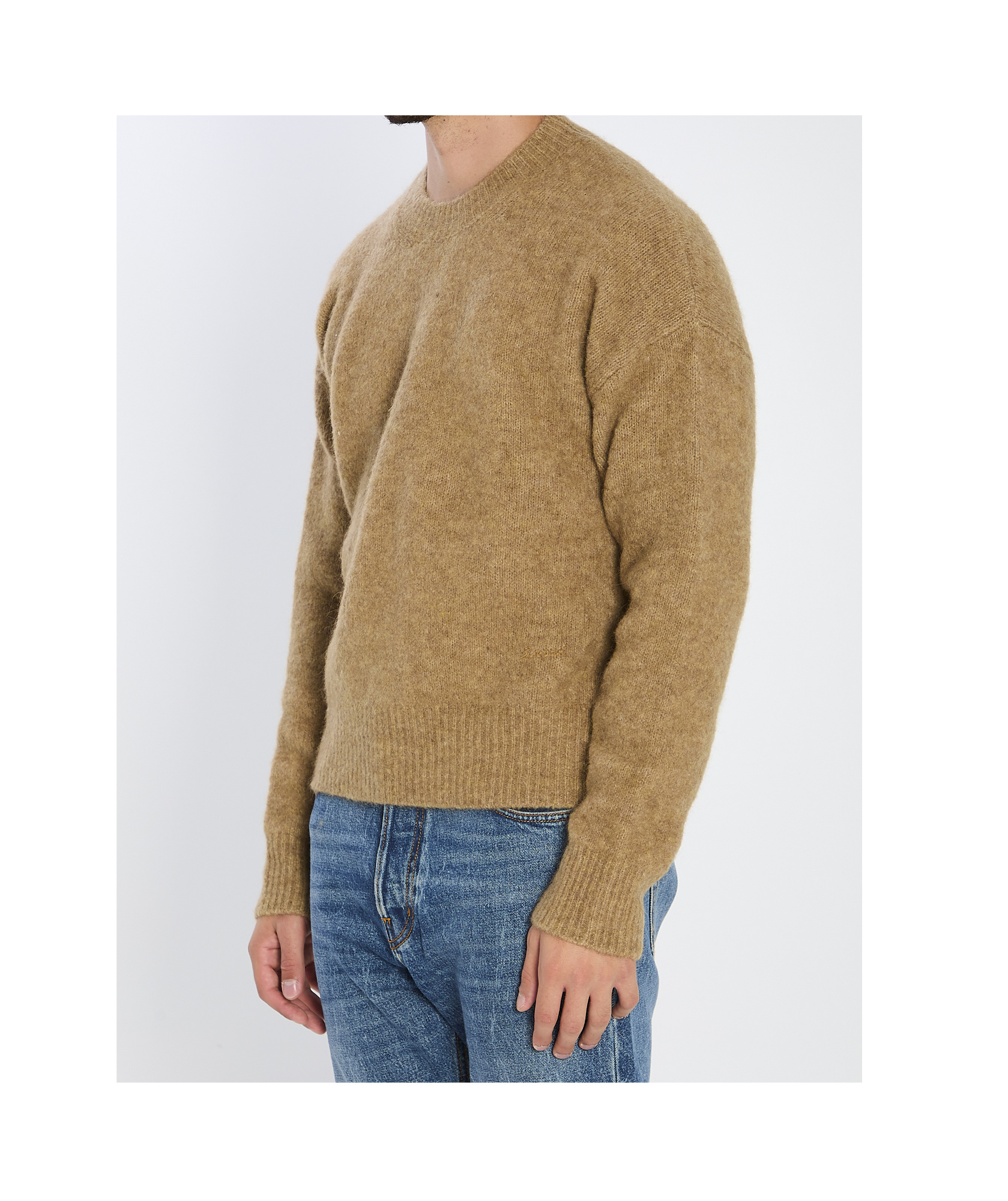 Ami Alexandre Mattiussi Alpaca And Wool Blend Long Sleeve Sweater In Gold