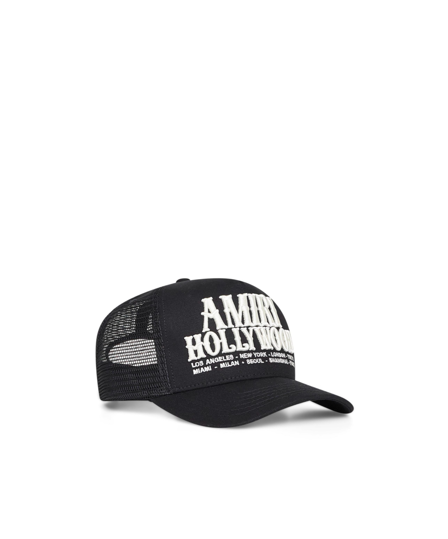 Amiri Mens Black Hollywood Adjustable Cotton Trucker Hat In Black