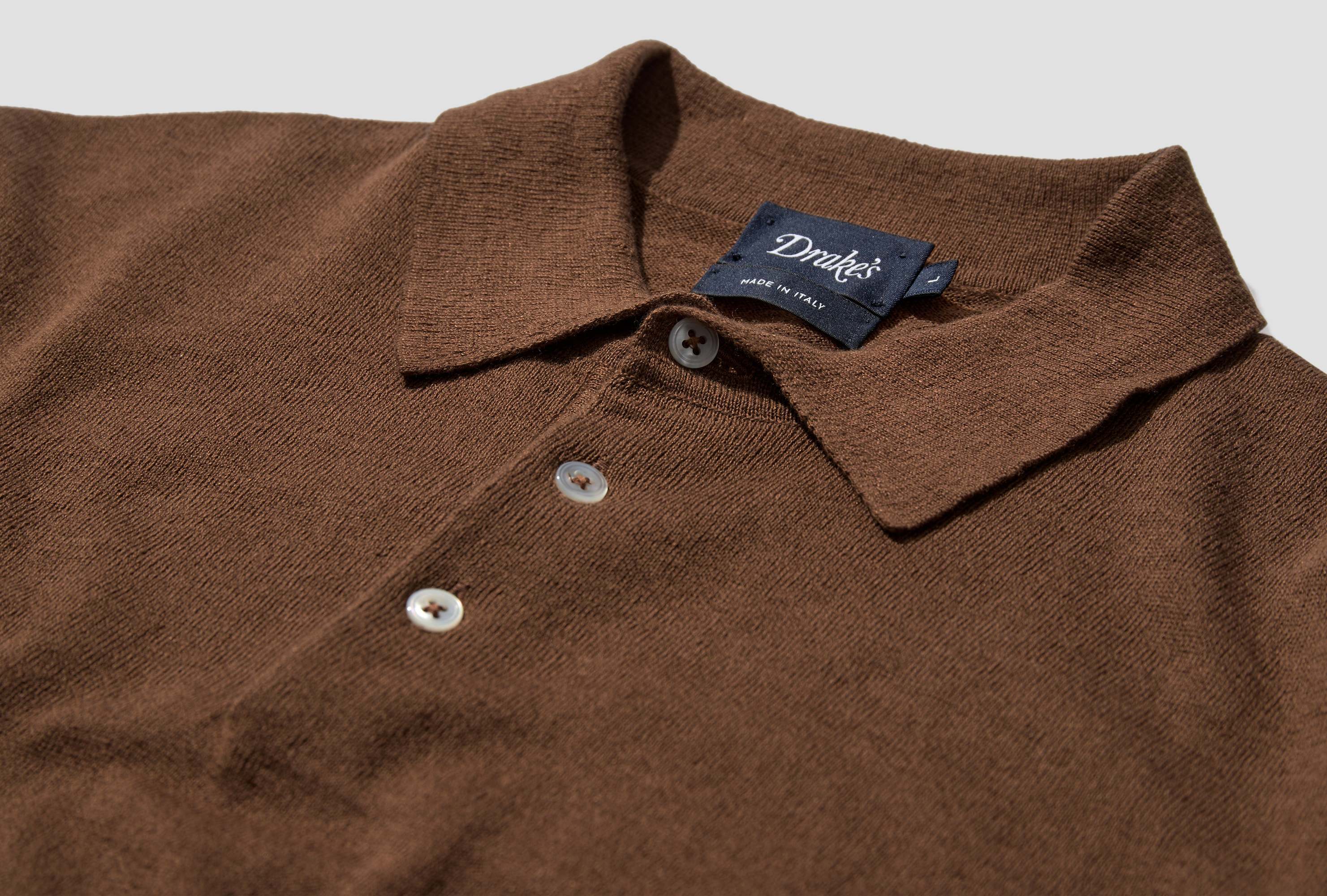 Drake's London Short Sleeve Polo Shirt In Brown