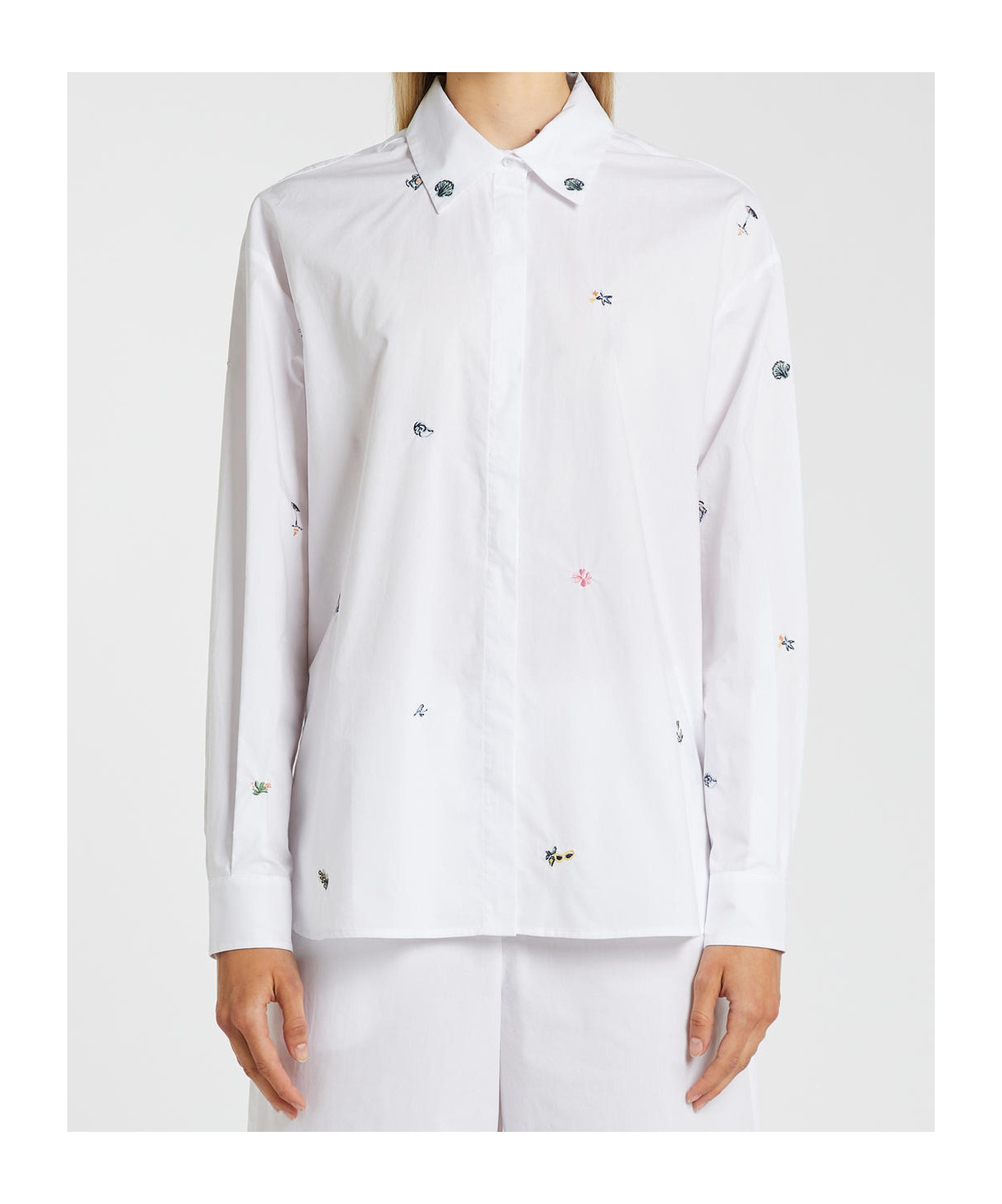 Shop Marella Long Sleeve Shirt In White