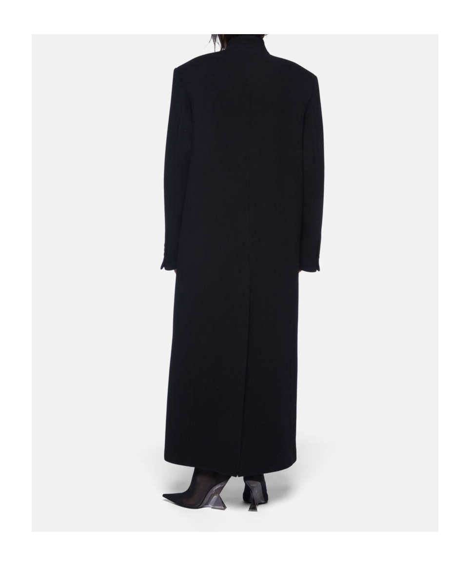 Attico Womens Single-breasted Flap-pockets Relaxed-fit Wool-blend Coat Black In Black