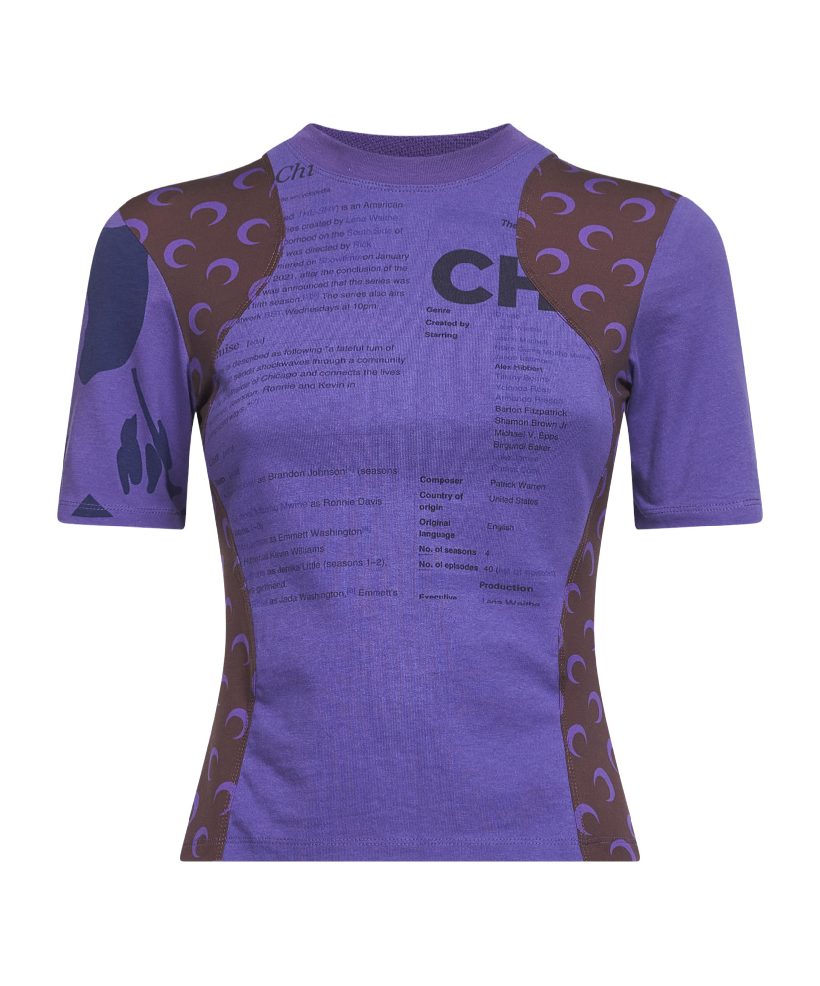 Marine Serre Violet Jersey Regenerated Graphic Baby-fit T-shirt In Purple