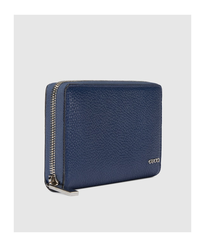 Shop Gucci Logo-lettering Leather Wallet In Blue