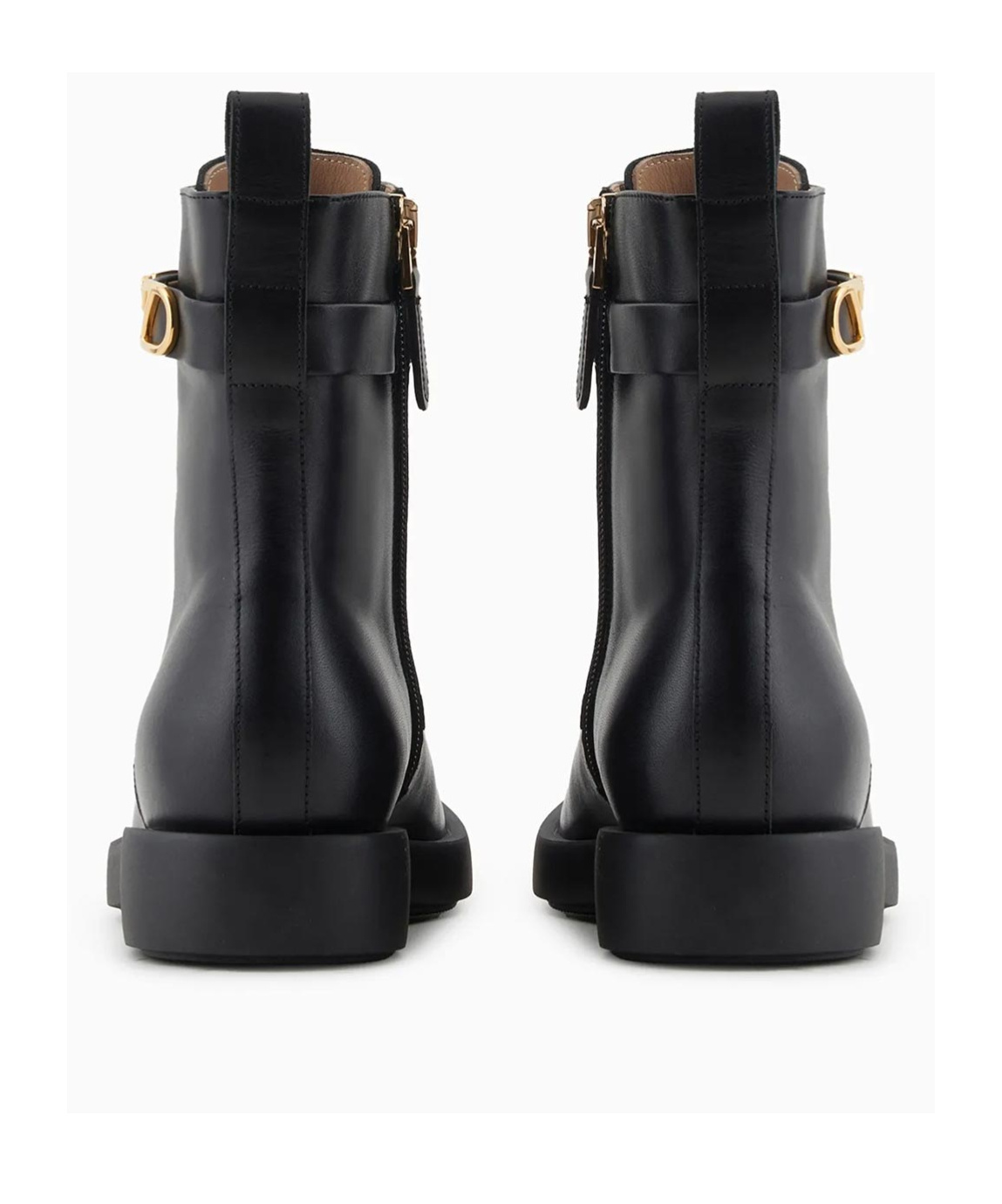 Emporio Armani Official Store Leather Lace-up Ankle Boots With Icon Logo Strap In Black