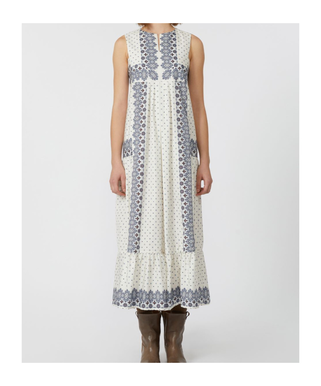 Weekend Max Mara Manila Paisley-print Tiered Midi Dress In White