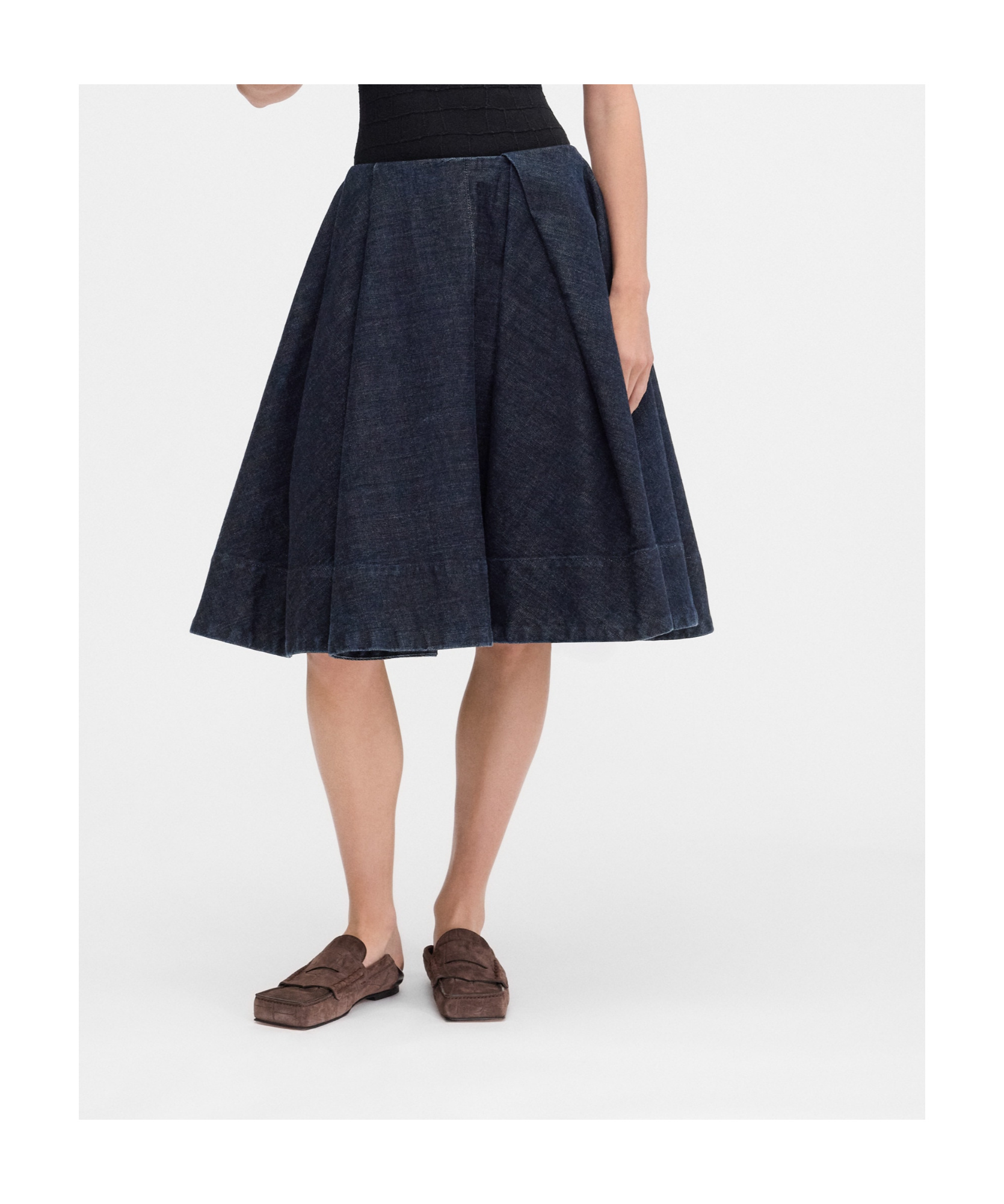 Shop Jacquemus The Salon De-nîmes Denim Skirt In Black