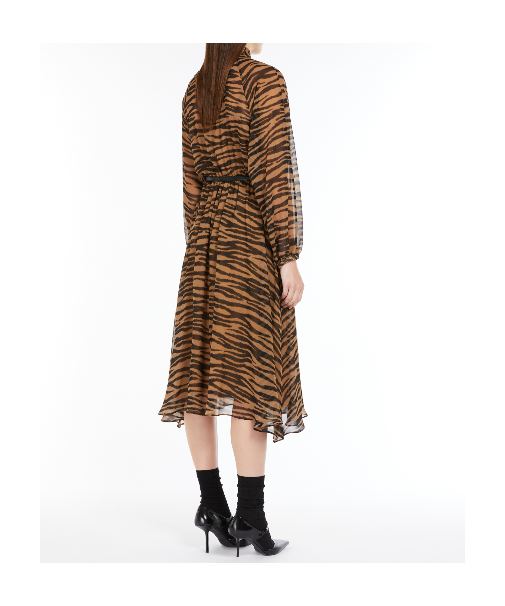 Max Mara Studio Woman Midi Dress Camel Size 8 Silk In Brown