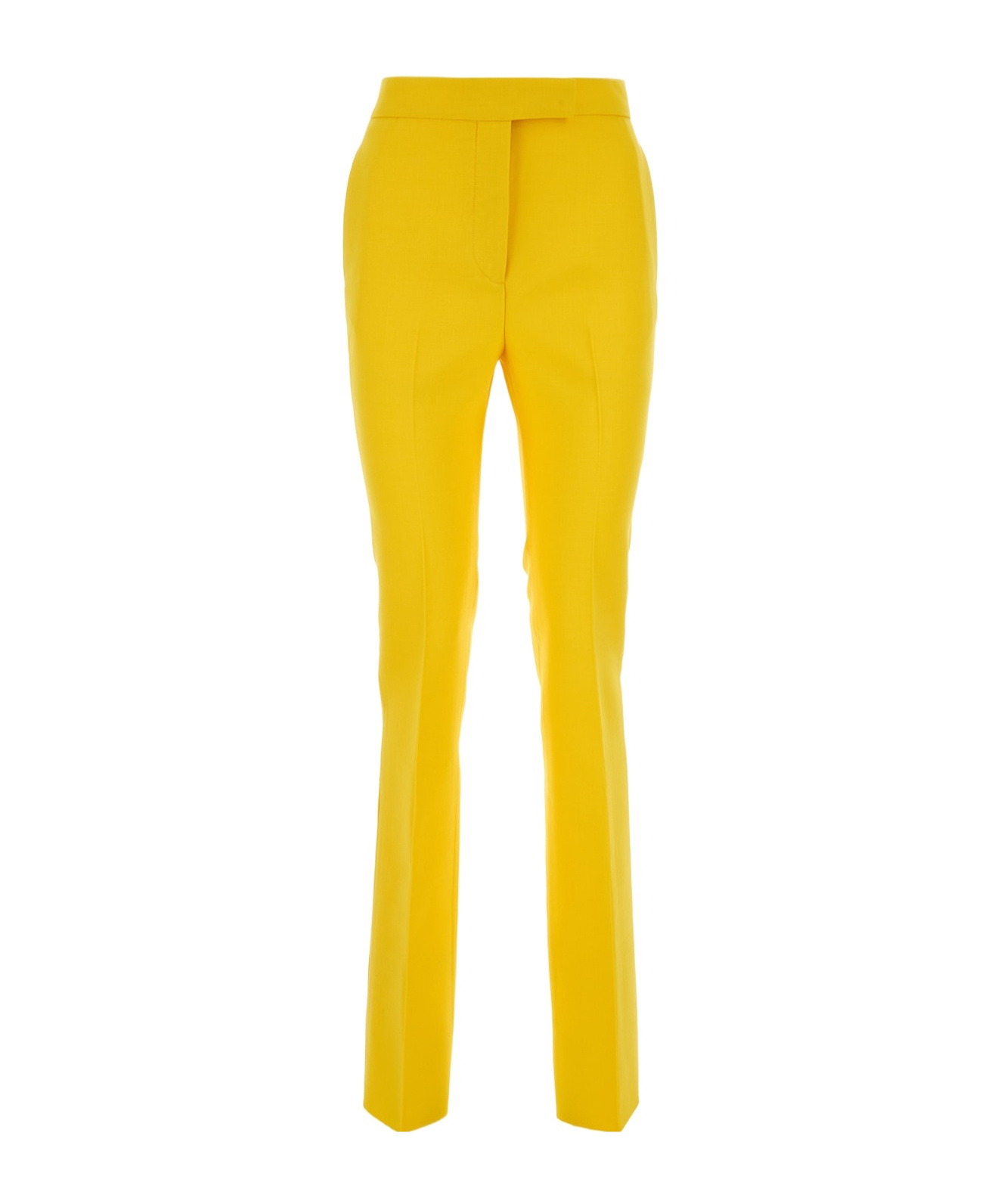 Ferragamo Tailored Wool Slim Pants In Yellow