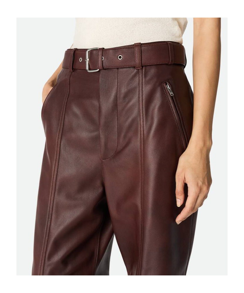Bottega Veneta Leather Pants In Brown