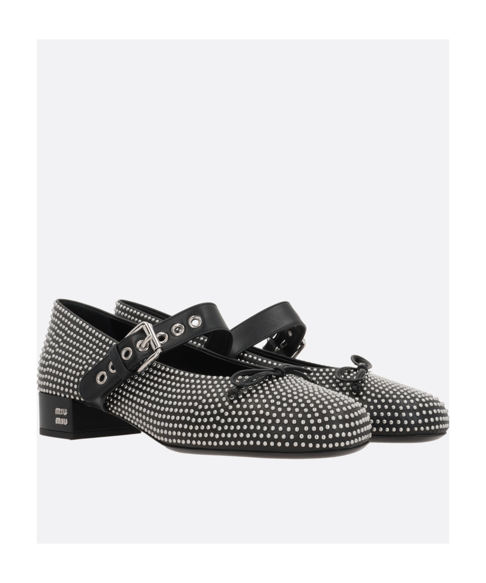 Miu Miu 25mm Buckled Ballerina Shoes In Black