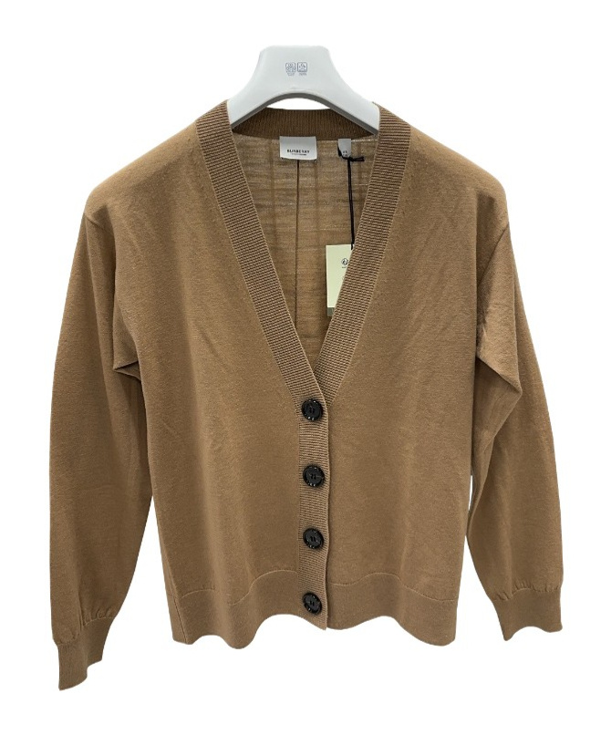 Burberry V-neck Knitted Cardigan In Brown