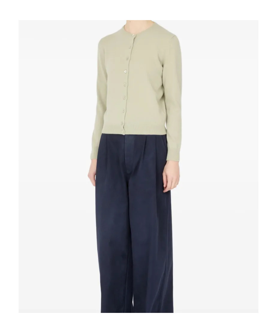 Maison Margiela Wool Buttoned Crew Neck Cardigan In Neutral