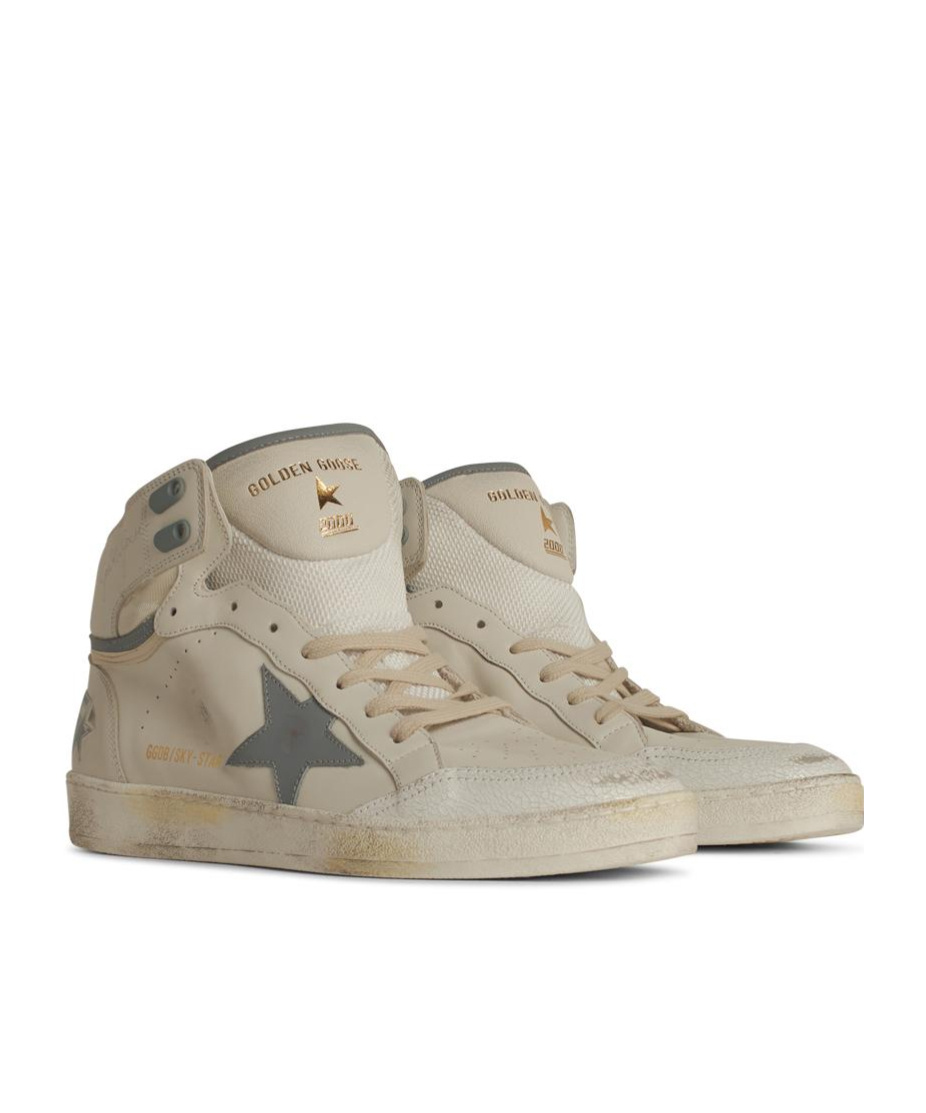 Golden Goose Sky Star White Leather Sneakers In Neutral