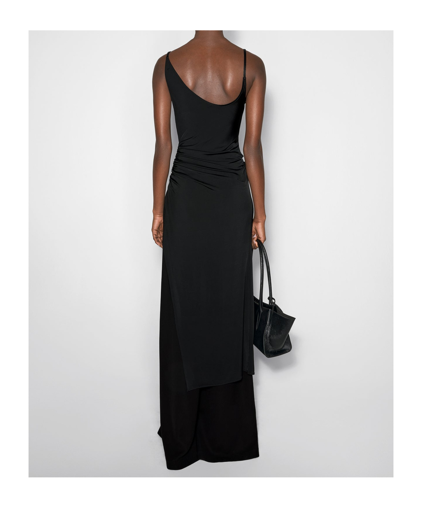 Mugler Asymmetrical Buckle Strap Dress In Black