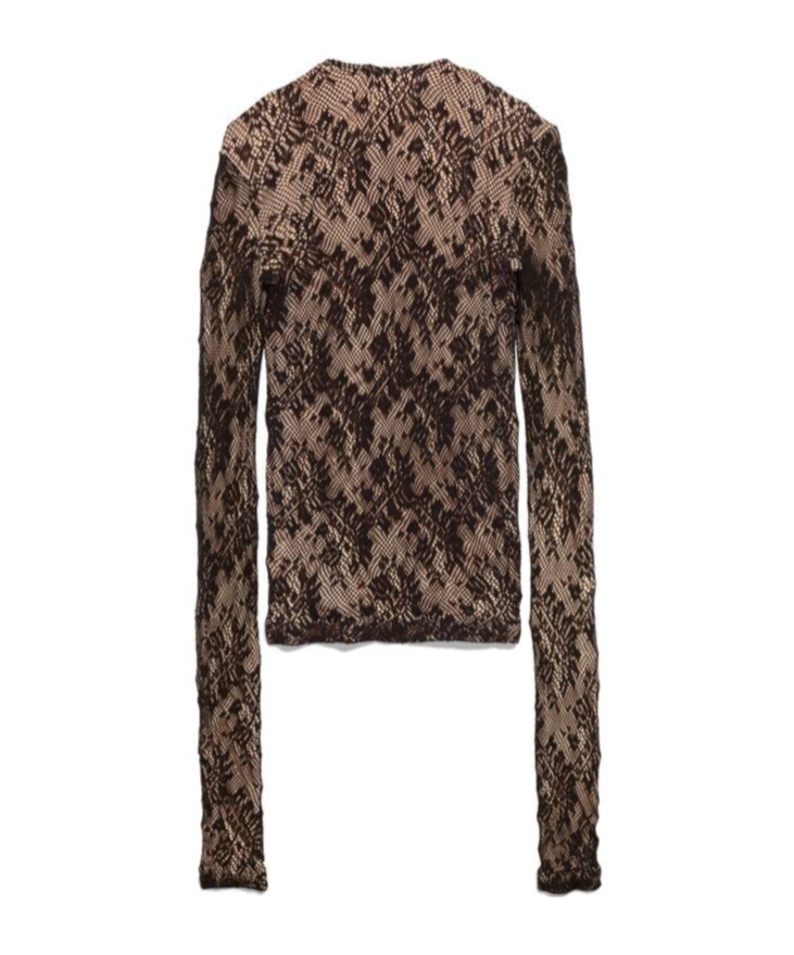 Balenciaga Lace Effect Long-sleeved Top In Multicolor