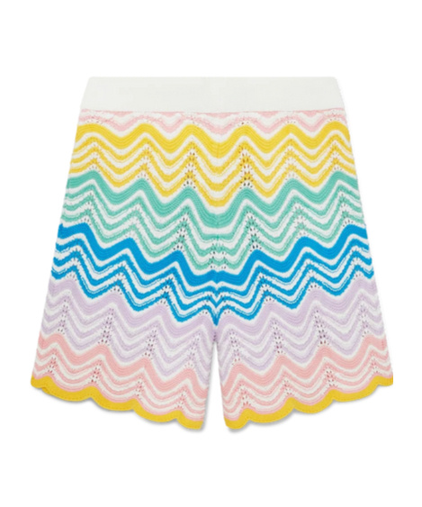 Casablanca Mens Multi Gradient-pattern High-rise Cotton-knit Shorts In White