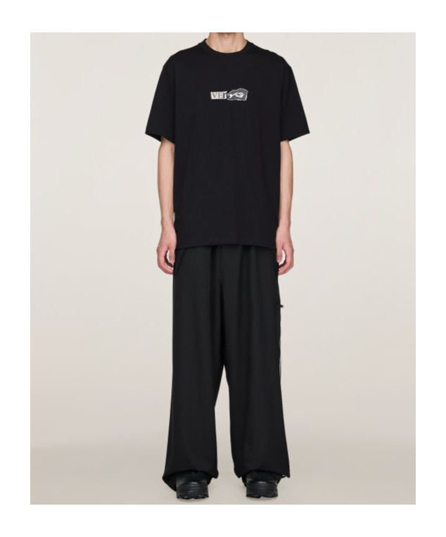 Y-3 Adidas Black Baggy Pants With Side Bands In Black