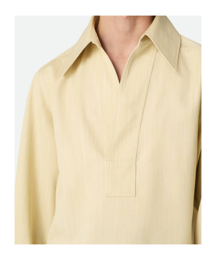 Bottega Veneta Wollhemd Mit Feinem Zickzackmuster In Bean/light Green Mixed Color