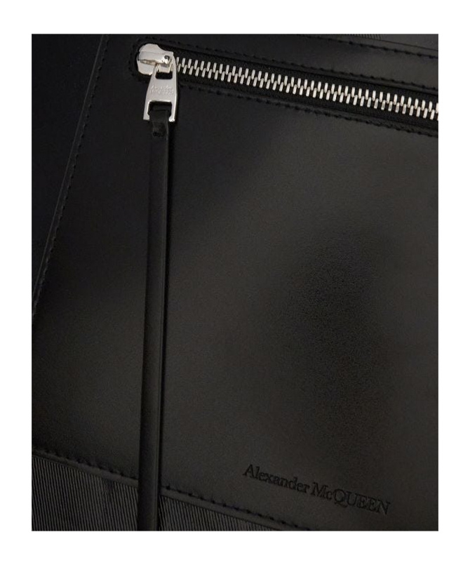 Alexander Mcqueen Glossy Finish Shopping Bag With Dual Handles In Black