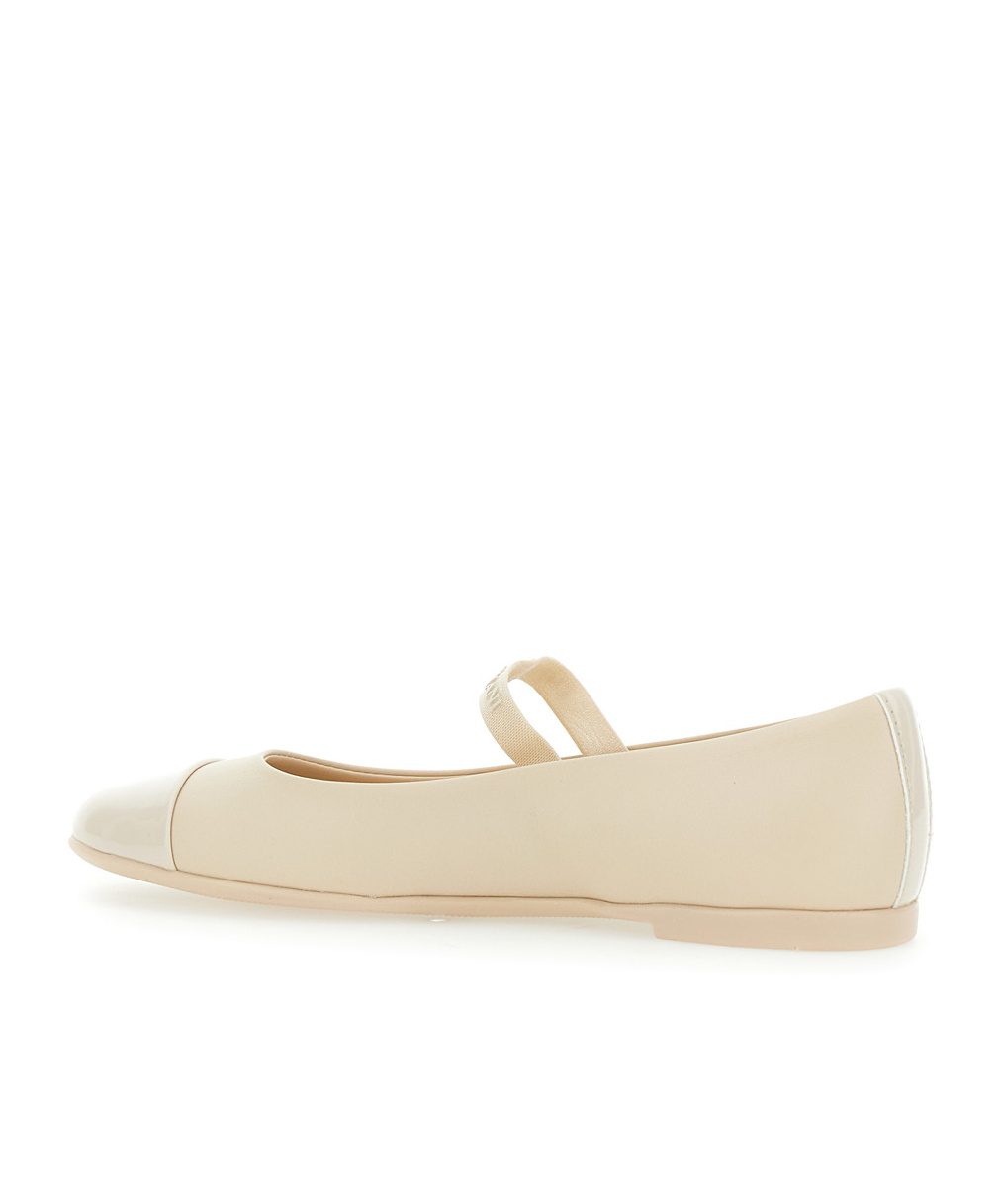 Shop Emporio Armani Kids Logo Strap Ballerina Shoes In Nude