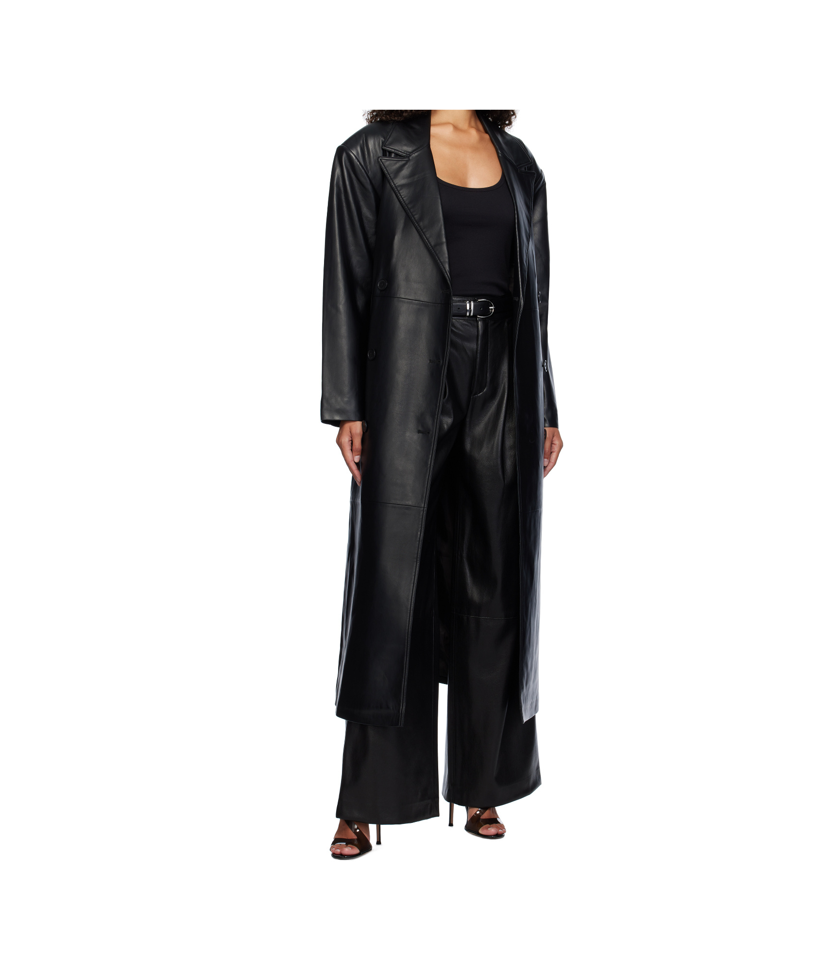 The Frankie Shop Frankie Shop Womens Black Tina Double-breasted Regular-fit Faux-leather Coat