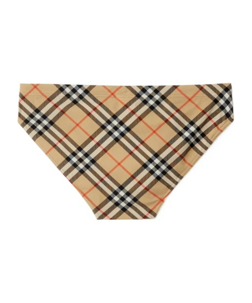 Burberry Beige Speedo With Check Motif In Polyamide Man In Multicolor