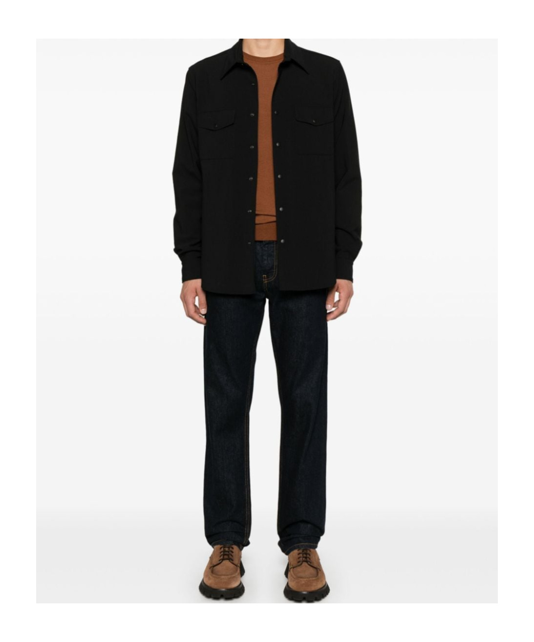 ASPESI ASPESI FLANNEL CURVED HEM SHIRT JACKET