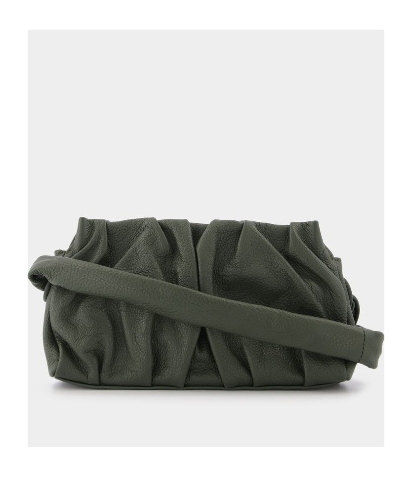 ELLEME PARIS GATHERED-DETAIL LEATHER SHOULDER BAG