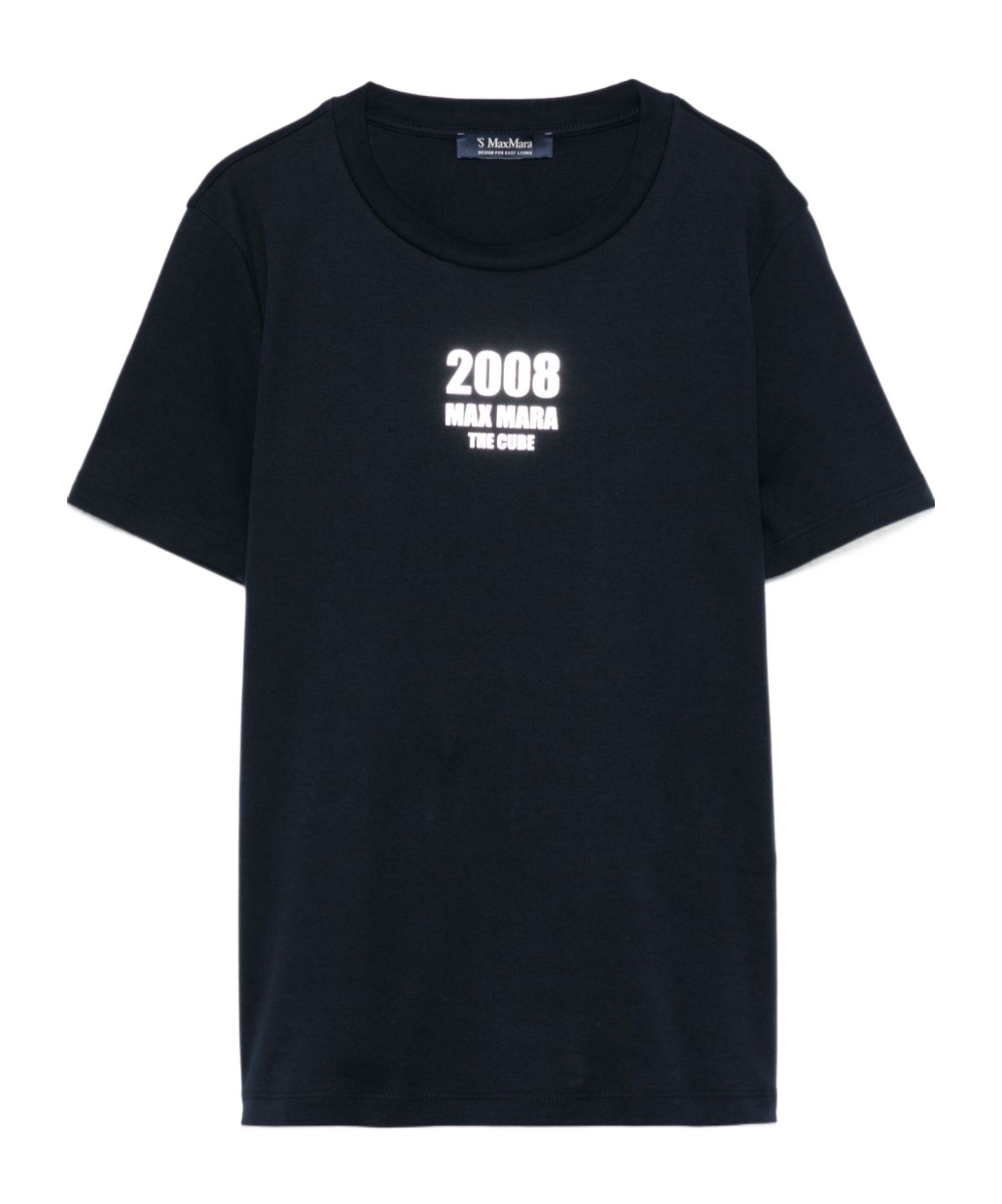Max Mara Rebecca T-shirt In Blue Viscose Satin In Black