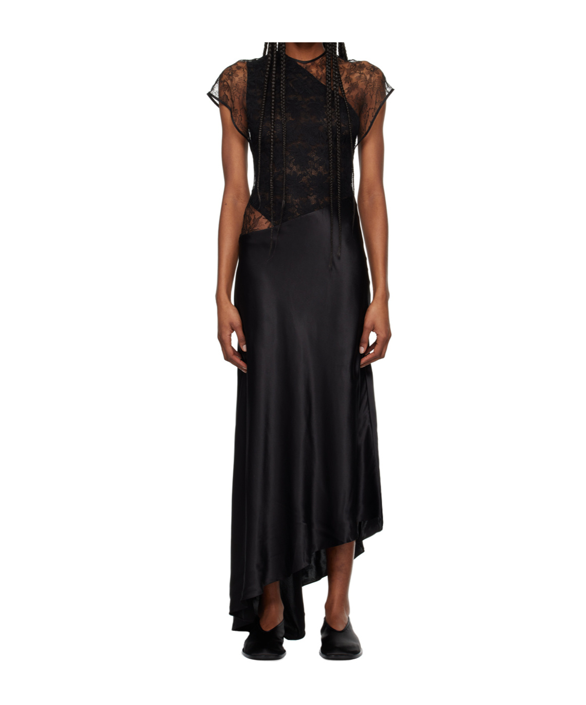 Tove Beline Lace And Silk-satin Maxi Dress In Black