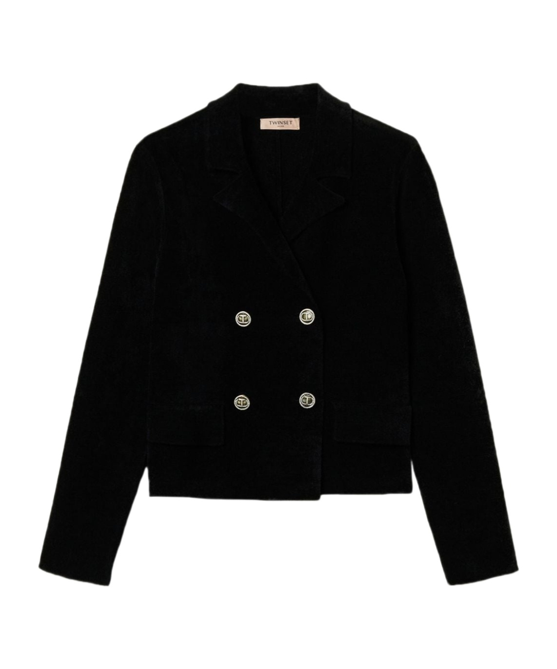 Shop Twinset Knitted Double-breasted Blazer