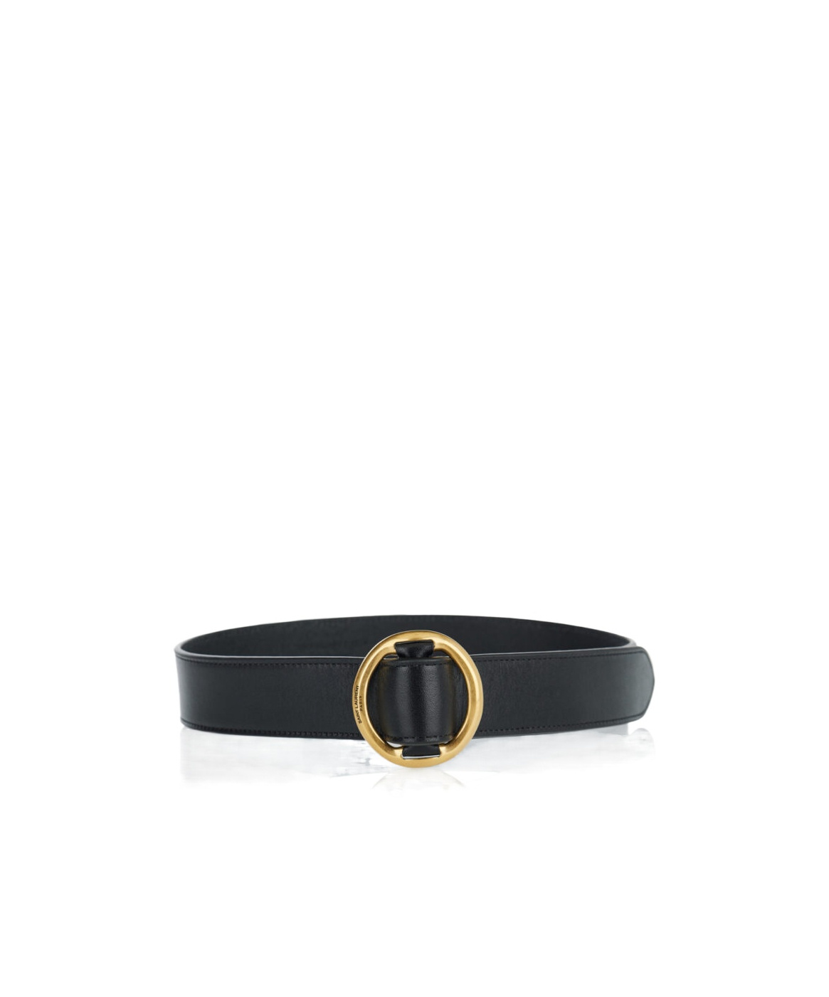 Saint Laurent Smooth Leather Belt With Oval Buckle In Black