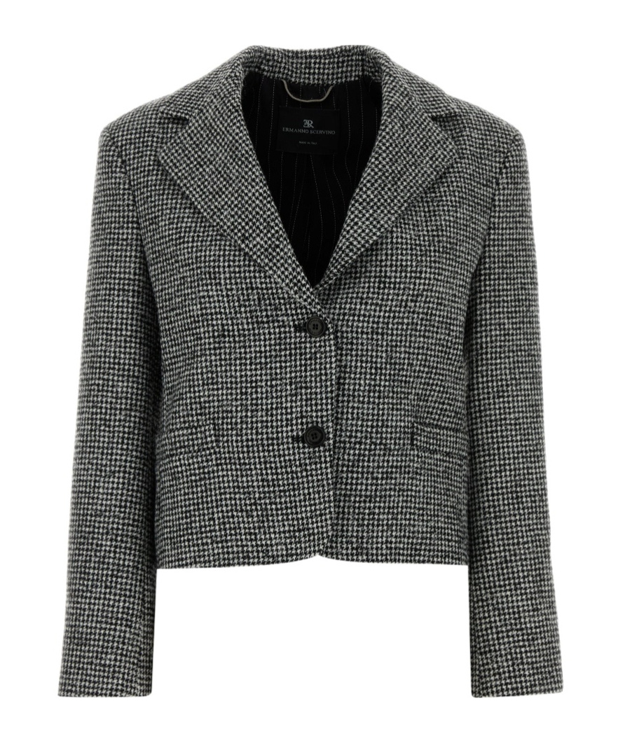 Ermanno Scervino Embroidered Wool Blend Blazer In Black