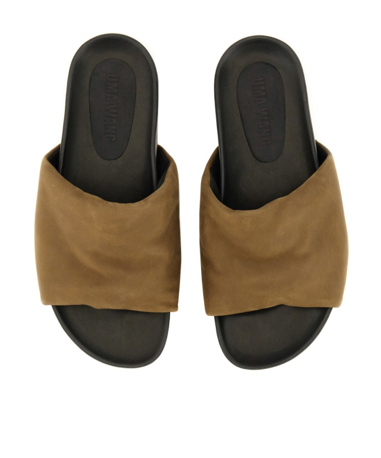 Uma Wang Leather Sandal In Green