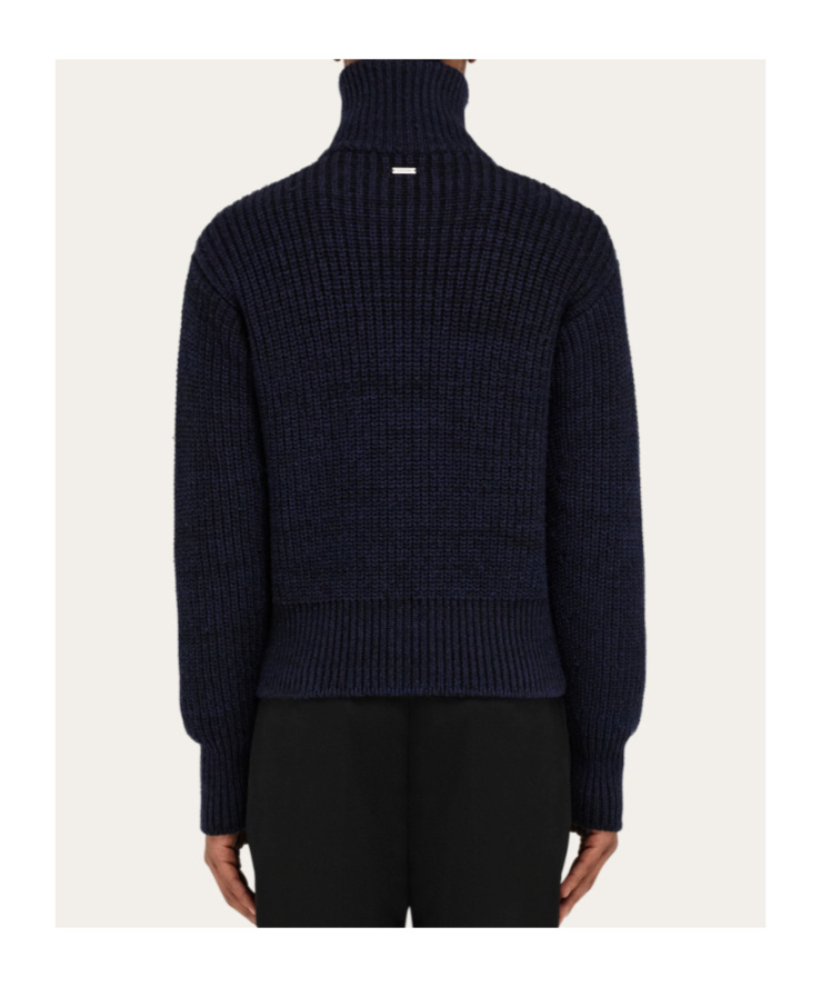 Ferragamo Knitted Blouson In Blue